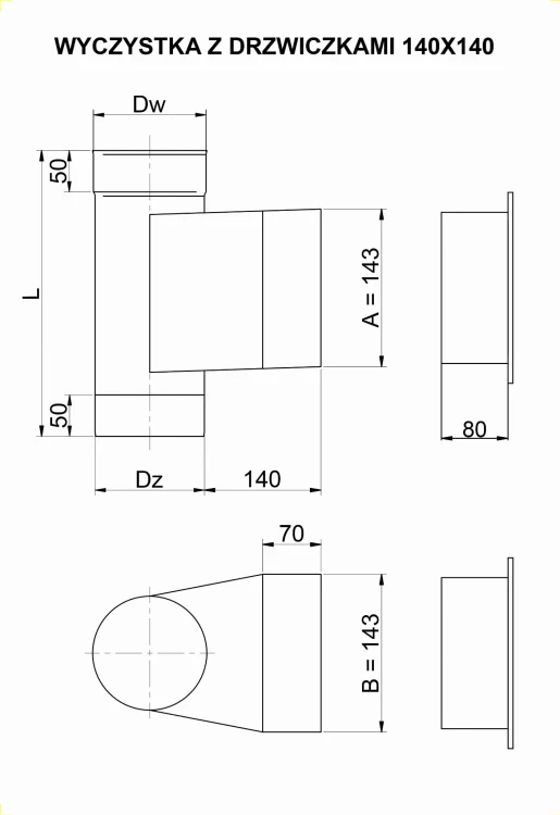 Wyczystka z Drzwiczkami Okrągła Kwasoodporna 14x14 — zdjęcie 2