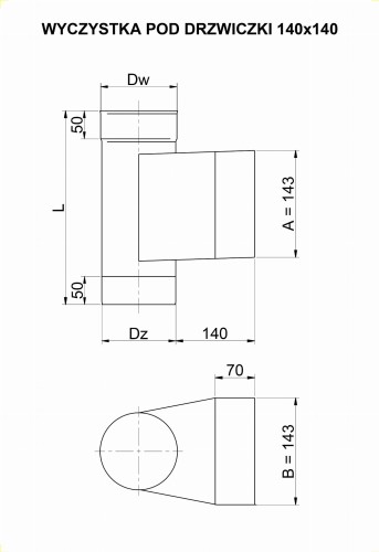Wyczystka z Drzwiczkami Okrągła Żaroodporna 14x14 — zdjęcie 2
