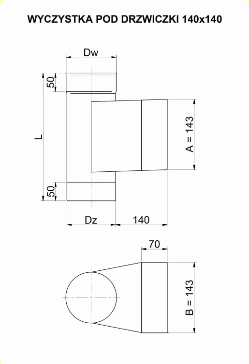Wyczystka z Drzwiczkami Okrągła Żaroodporna 14x14 — zdjęcie 2