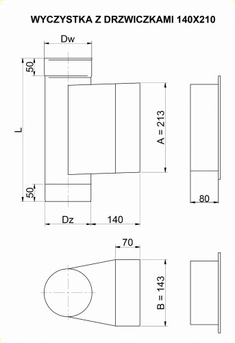 Wyczystka z Drzwiczkami Okrągła Żaroodporna 14x21 — zdjęcie 2