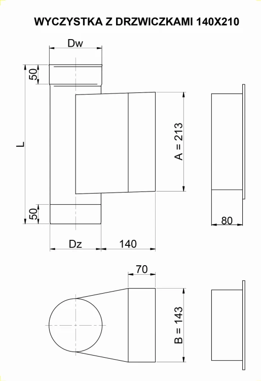 Wyczystka z Drzwiczkami Okrągła Żaroodporna 14x21 — zdjęcie 2
