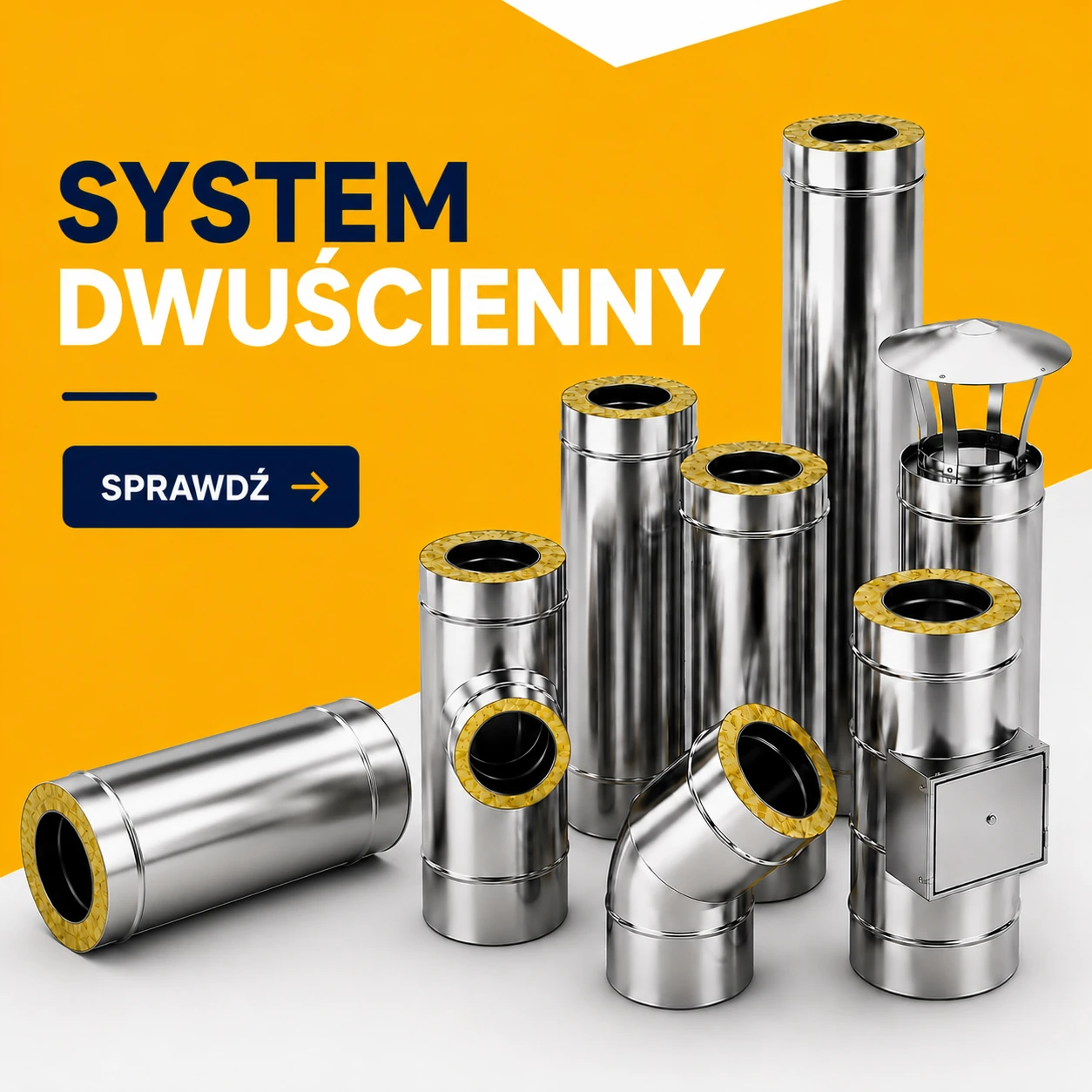 Dwuścienny komin izolowany zewnętrzny