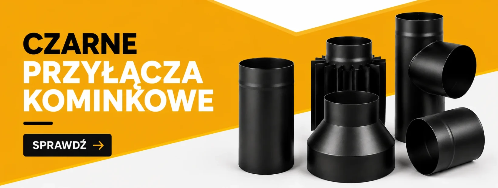 Czarne przyłącza kominkowe z blachy 2 mm
