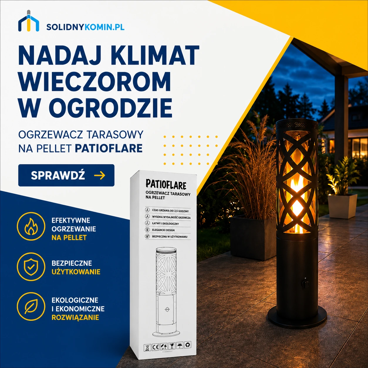 Ogrzewacz tarasowy na pellet Patioflare