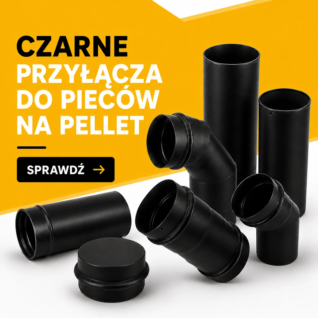 Czarne przyłącza do pieców na pellet