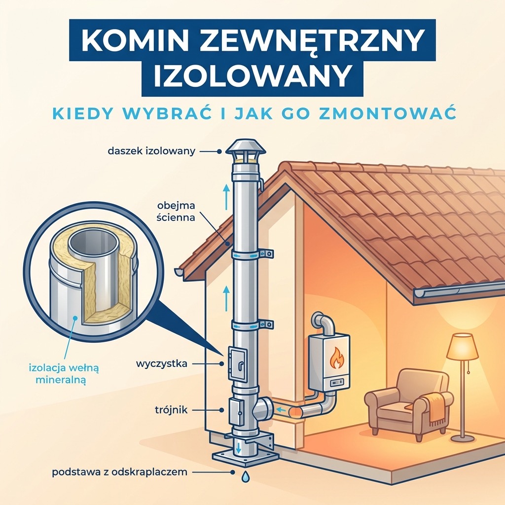 Komin zewnętrzny izolowany — kiedy wybrać i jak przebiega montaż