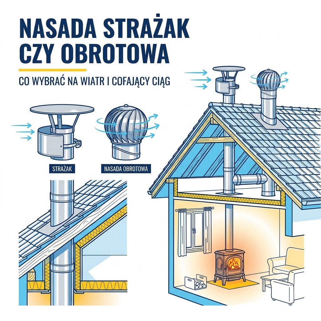 Nasada Strażak czy obrotowa — co wybrać na wiatr i cofający ciąg